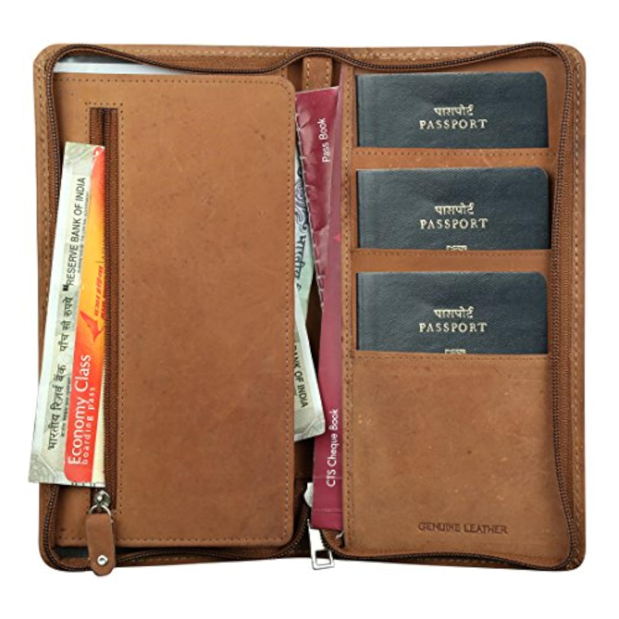 Style Shoes Tan Leather Passport Holder